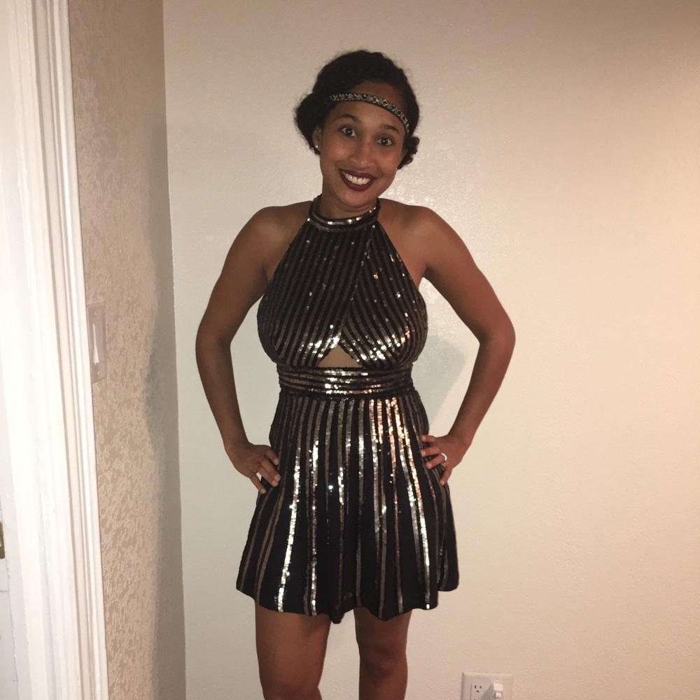 Black and Gold sequin dress